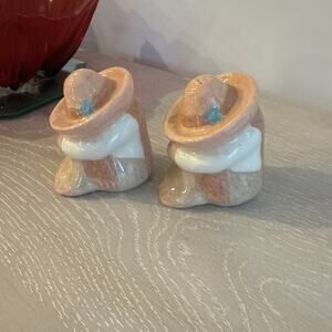 Sleeping Siesta Mexican Sombrero Ranchero Salt/Pepper Shakers Southwest VTG